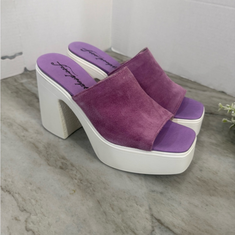 Free People Purple and White Platform Sandals